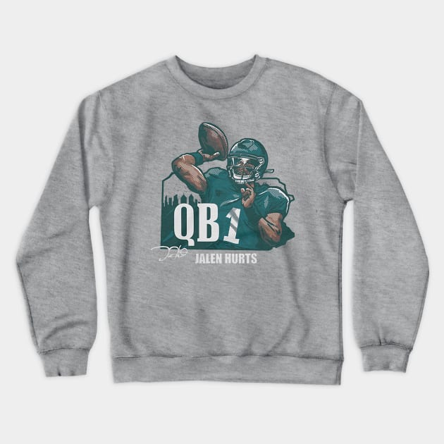 Jalen Hurts QB1 Crewneck Sweatshirt by Chunta_Design